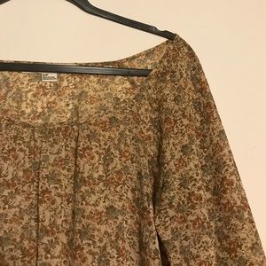 Forever 21 "Sepia Floral Print" Flowy Blouse
