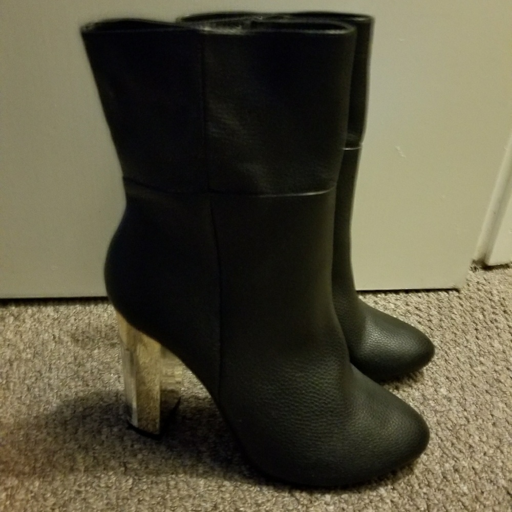 Clear heel boots size 9