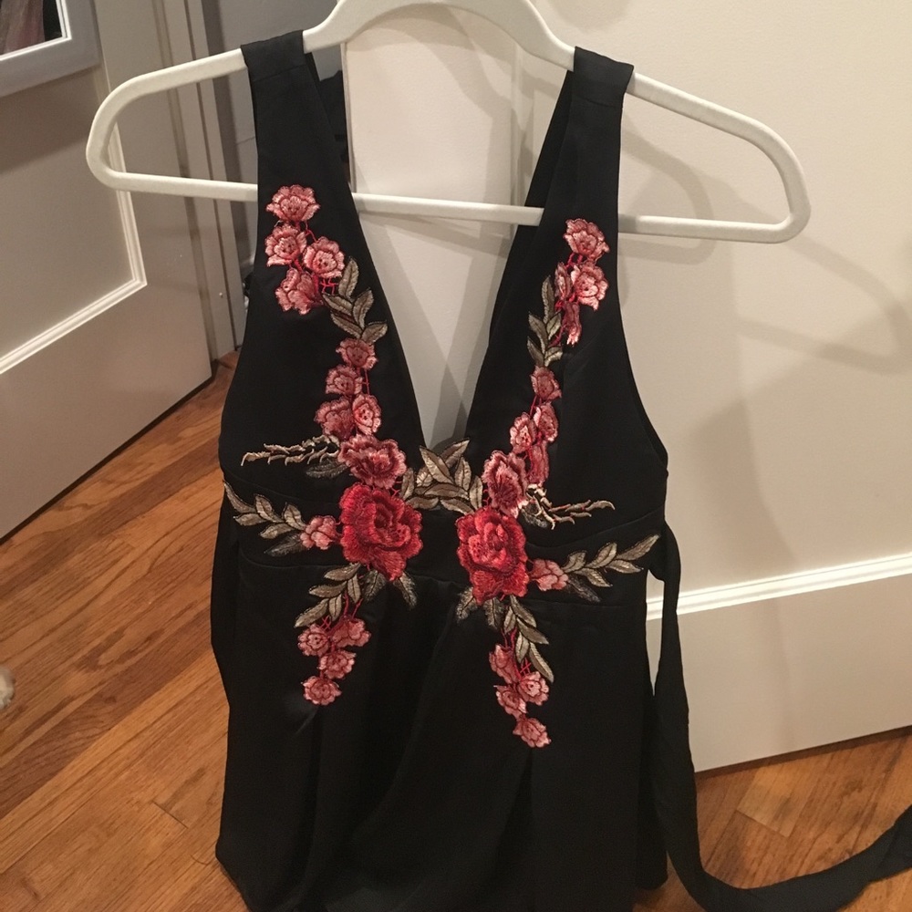 Lf rose embroidered romper