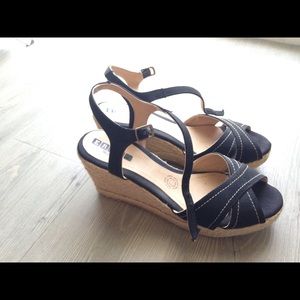 Black wedges espadrilles. Size 7.5 Made in Mexico