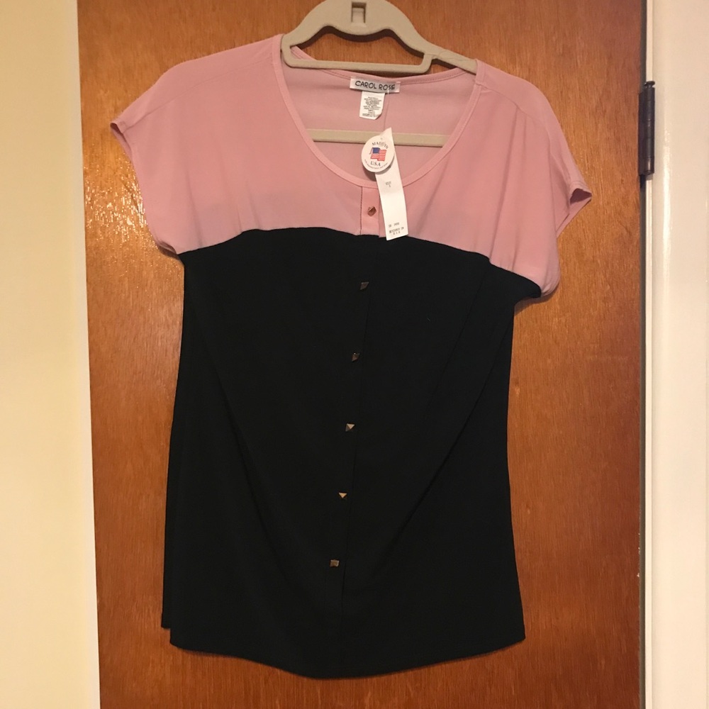 Beautiful BNWT S Dusty Rose and Black Top