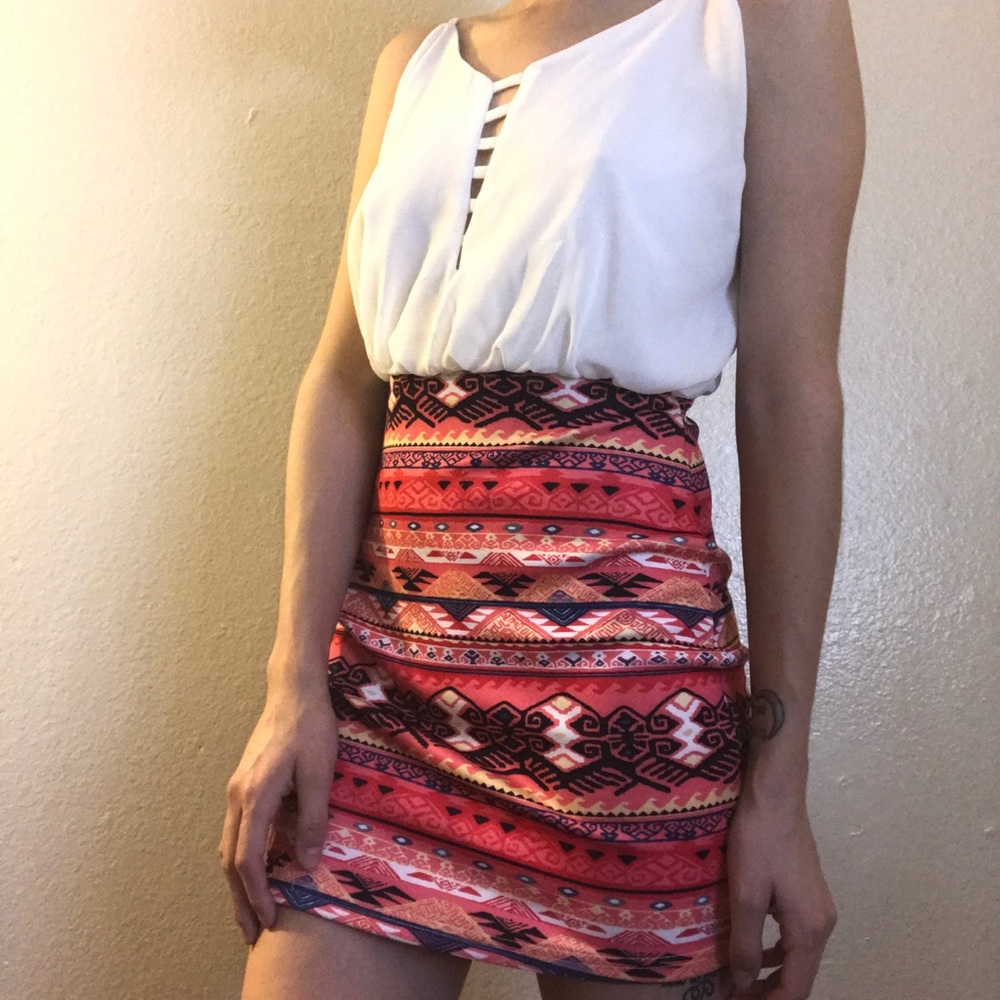White/Print Dress