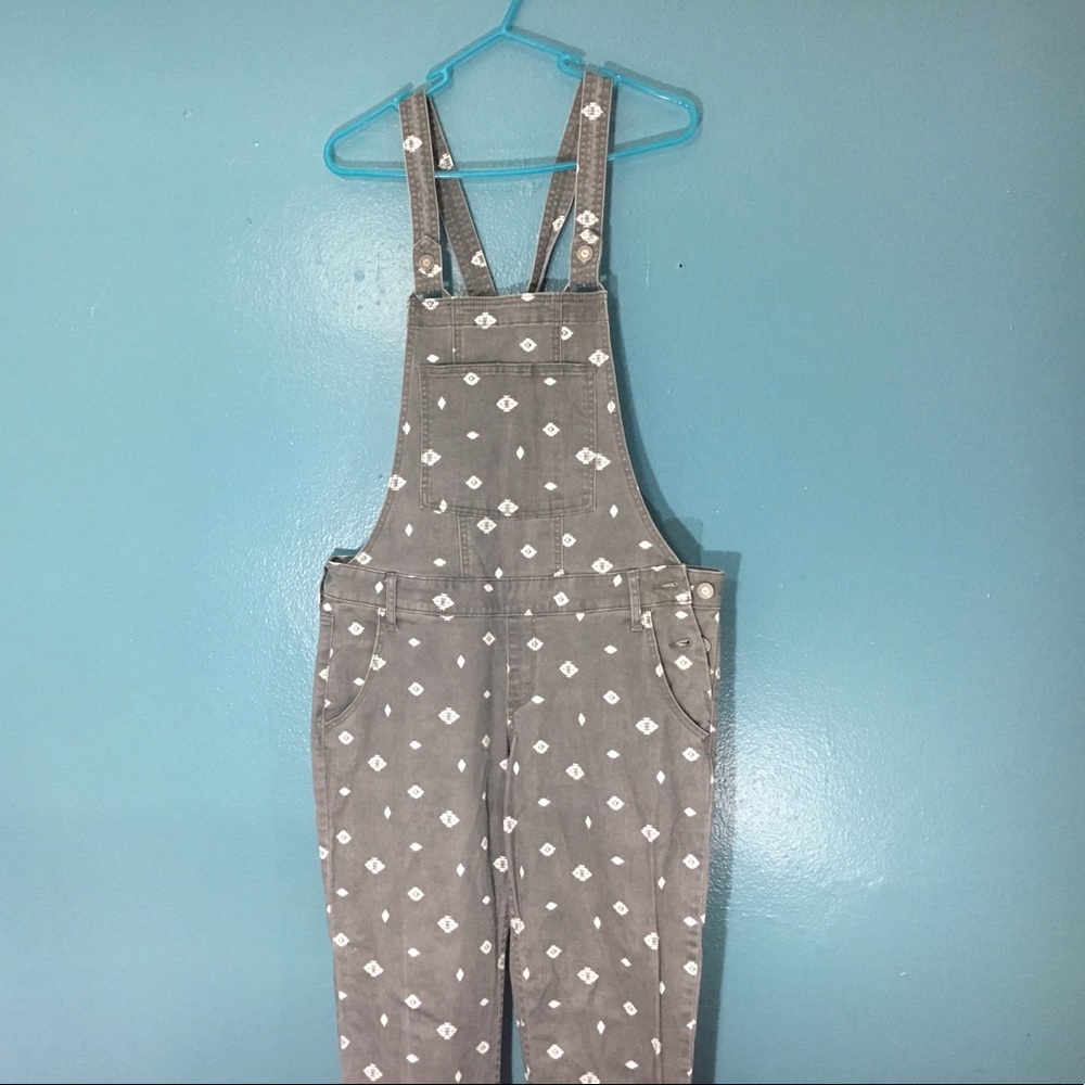 Gray tribal print stretch overall