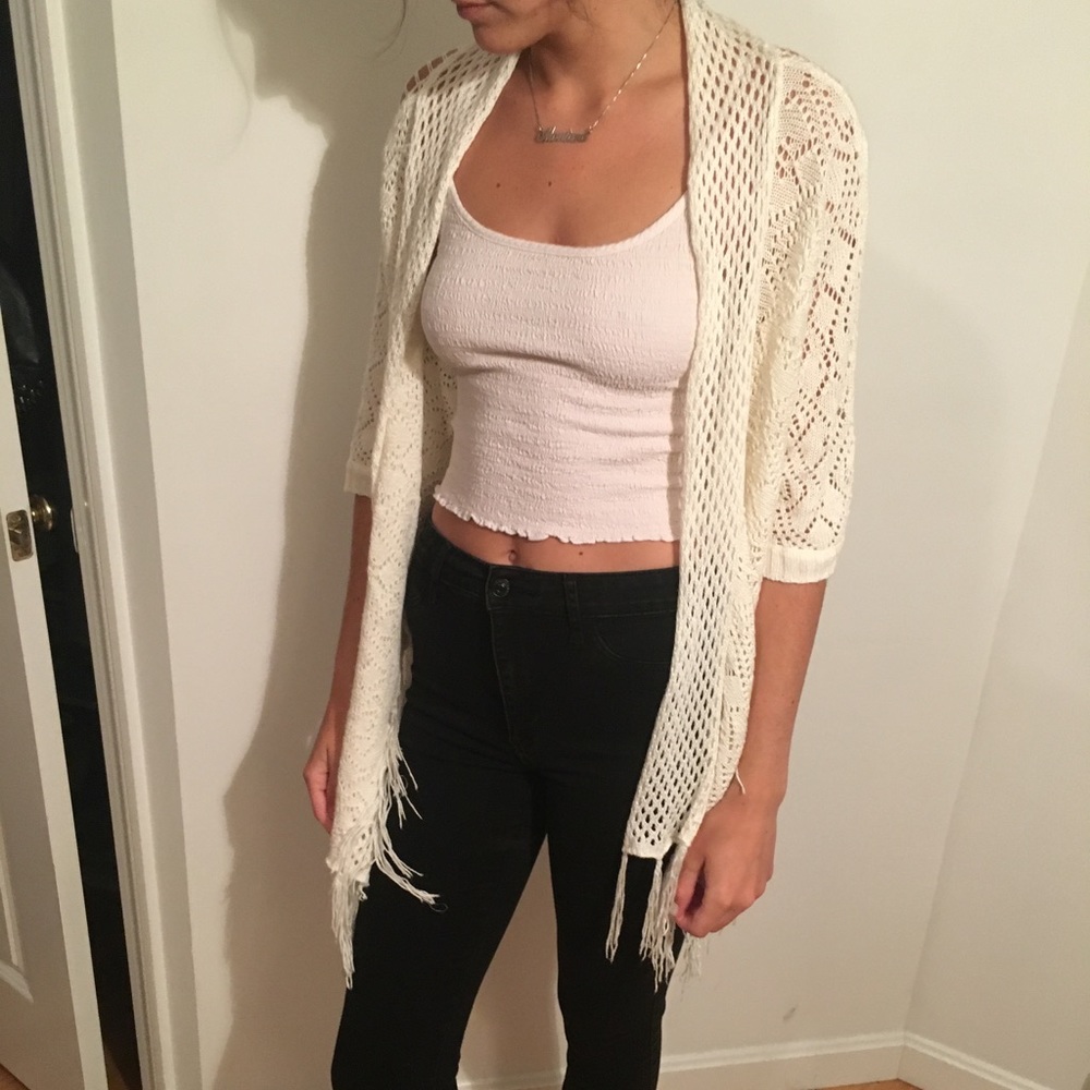 White lacy cardigan