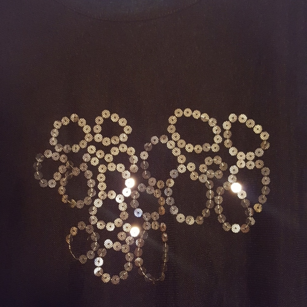 Lecomte Black sequined 3/4 sleeves Top Size L - Picture 2 of 7