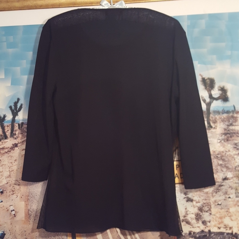 Lecomte Black sequined 3/4 sleeves Top Size L - Picture 4 of 7