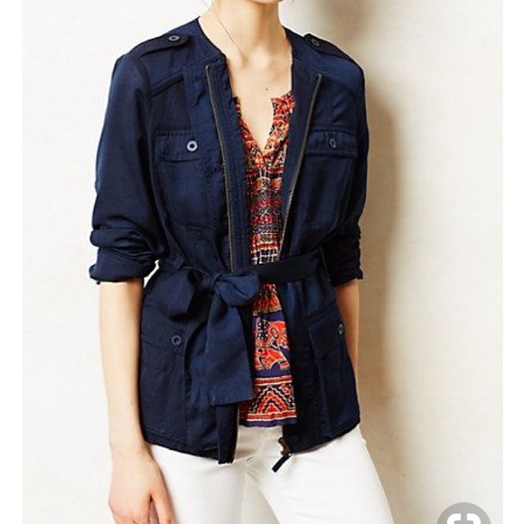 Anthropologie Jackets & Blazers - Anthropologie Hei Hei Navy Belted Anorak Sz Small