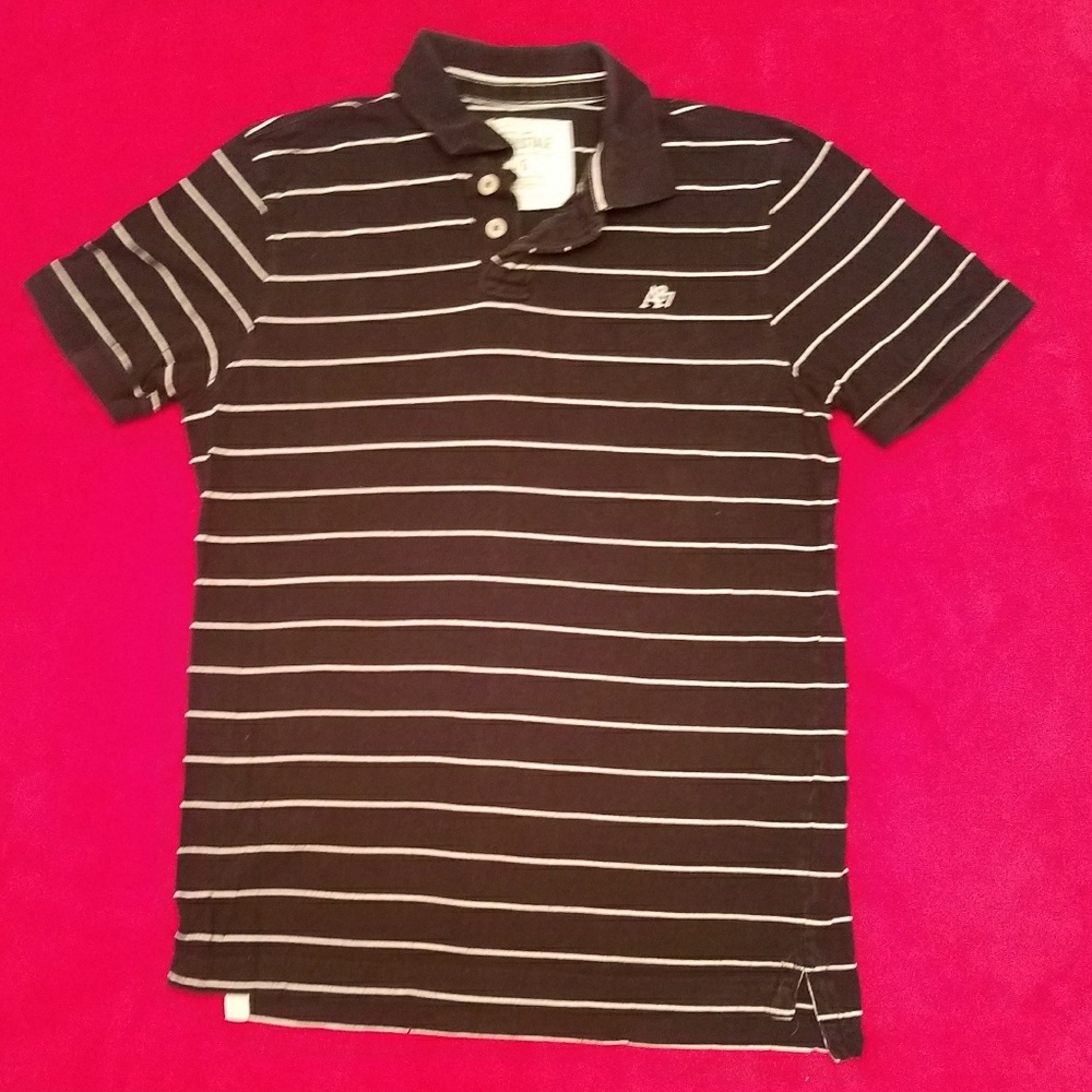 Men's Large Aeropostale Polo👕Brown w/whitestripes