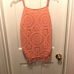 Lace coral tank top