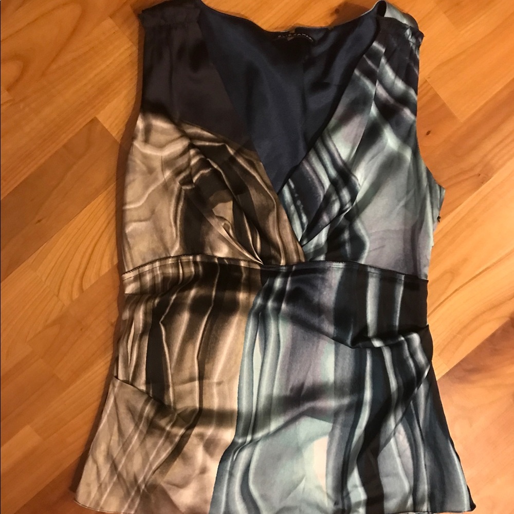 Navy Elie Tahari Silk Tank Sleeveless Top XSmall