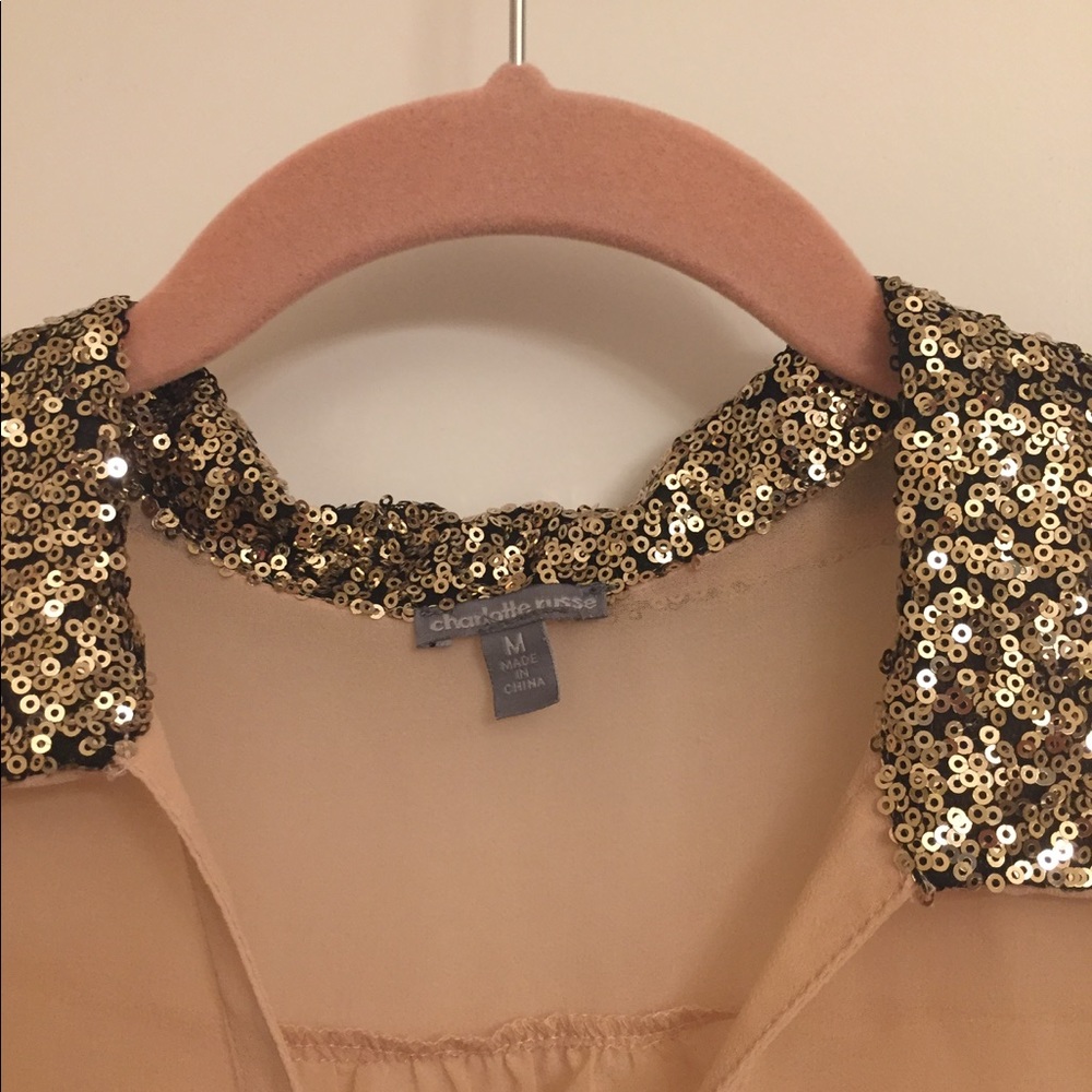 Gold and tan sheer tank