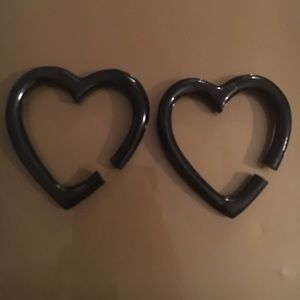 0 gauge Black Horn Heart Plugs