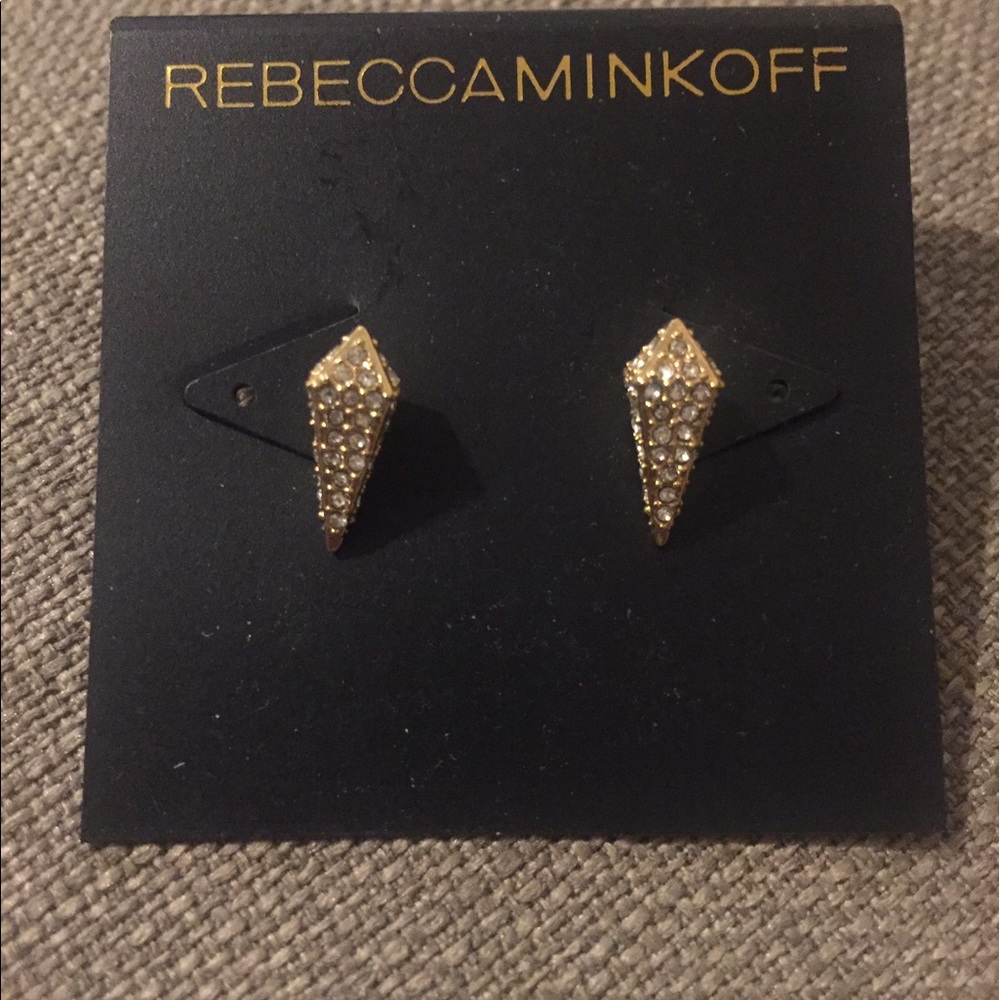 Rebecca Minkoff gold diamond-shaped earrings