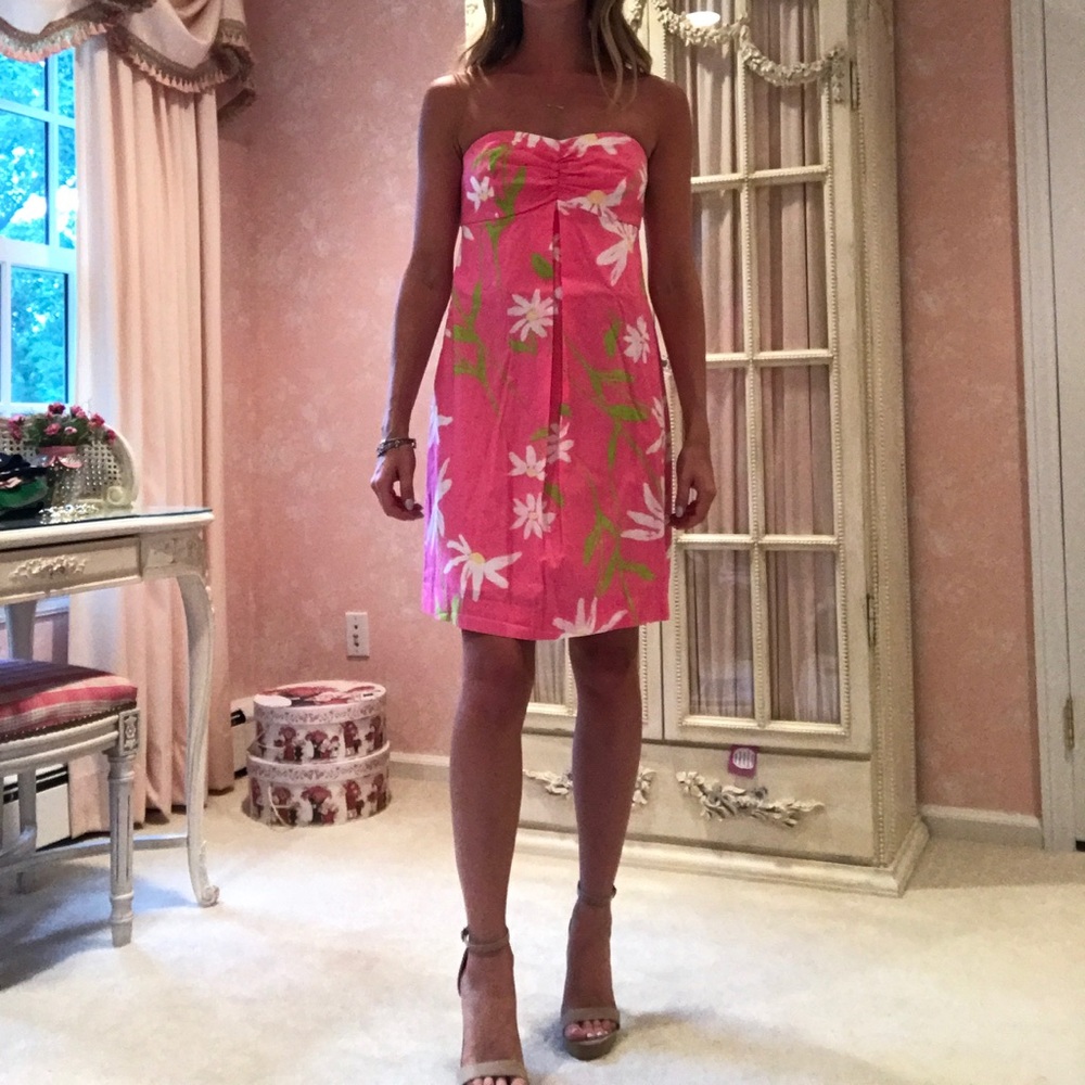 Lilly Pulitzer Pink Floral Strapless Dress