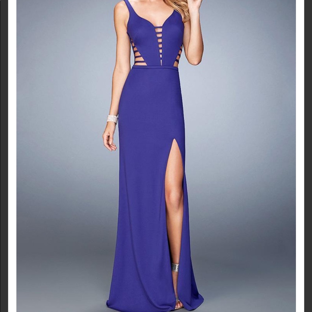 La Femme Indigo Prom Dress