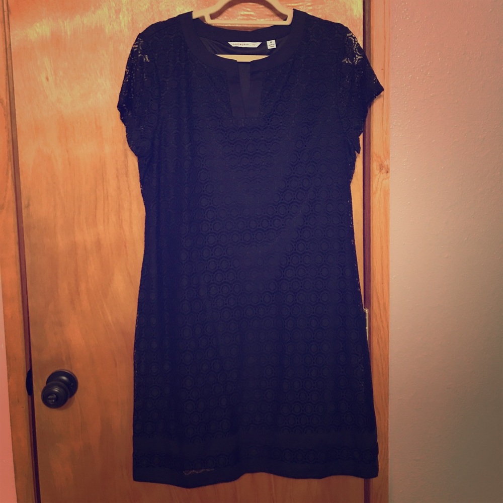 SOLD ——  MIZRAHI Black Lace Dress: Size L