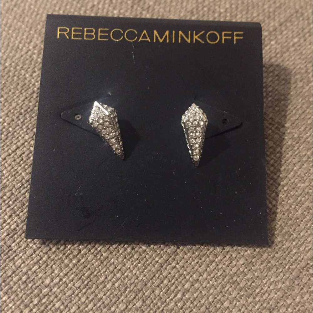 Rebecca Minkoff silver diamond-shaped earrings