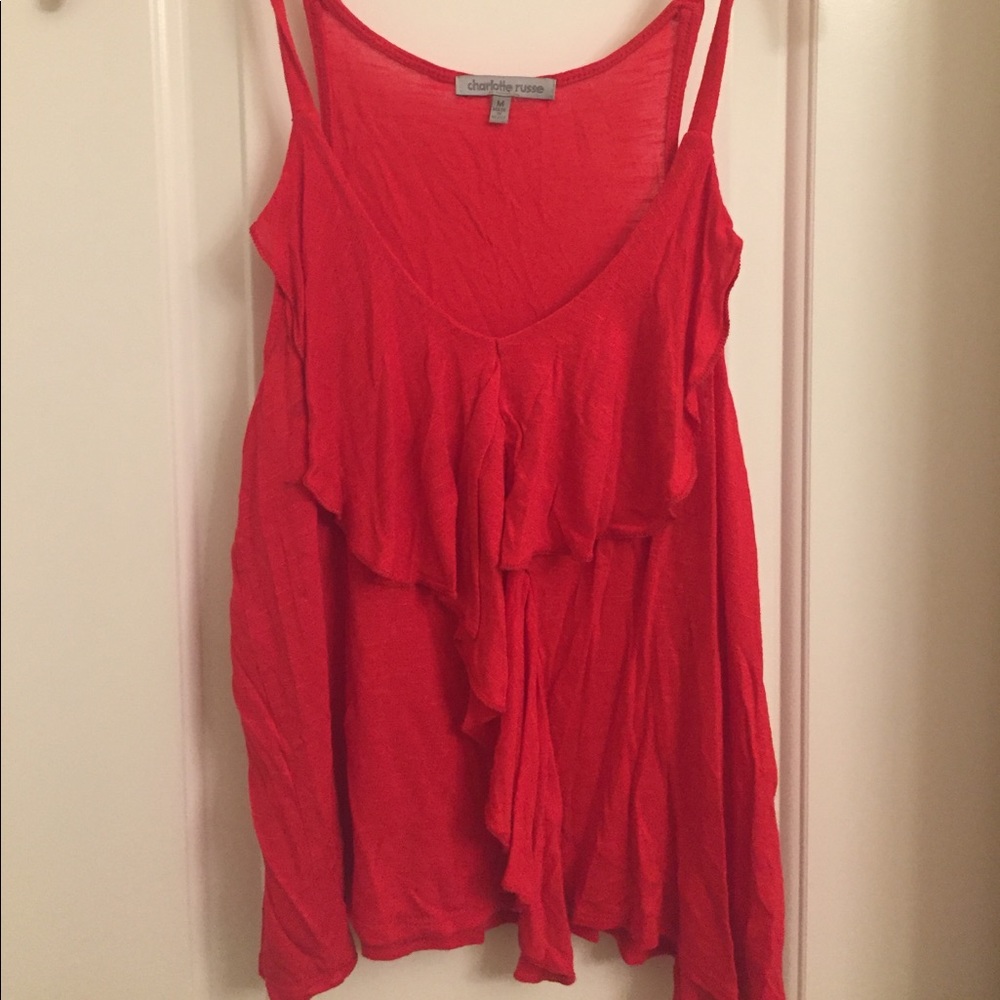 Red tank top with ruffles