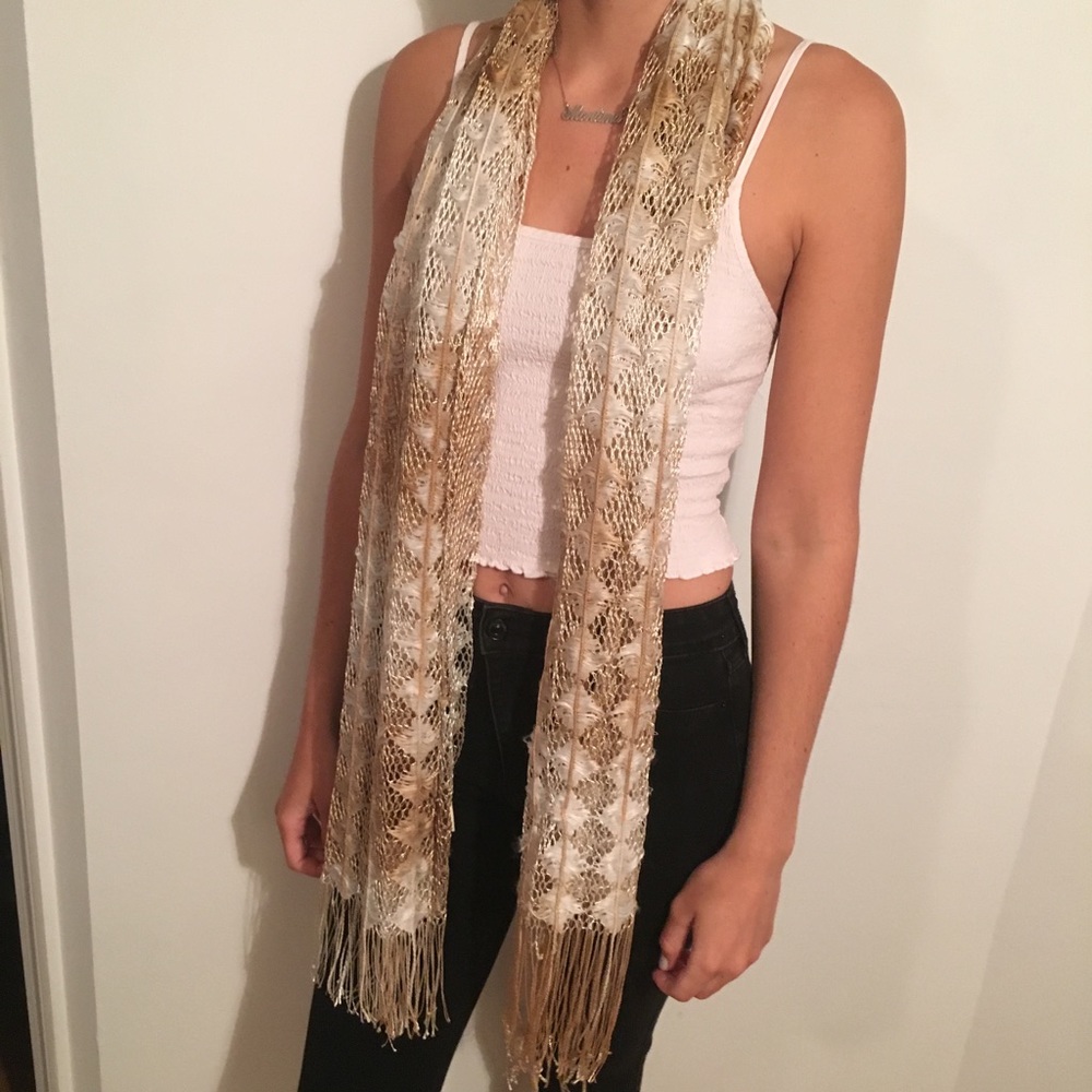 Lacy tan and cream scarf