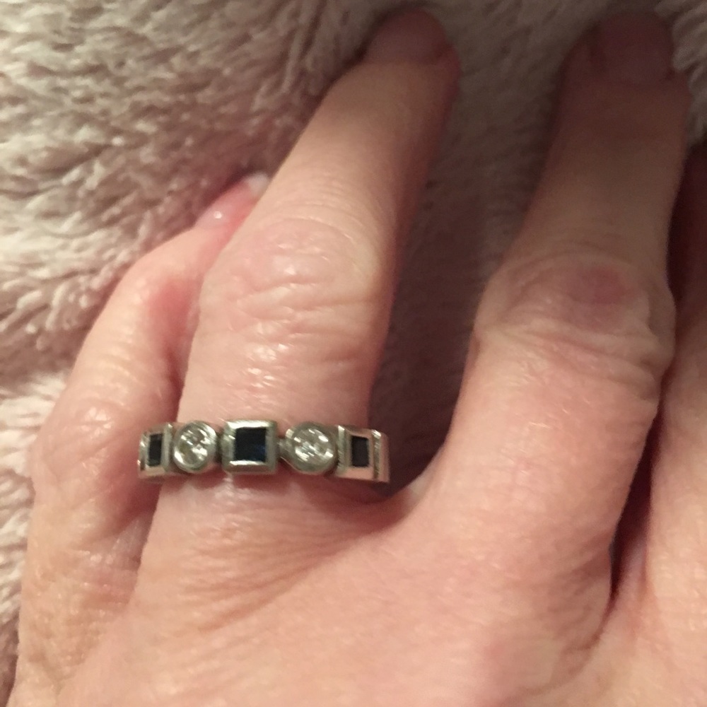 14K White Gold, Sapphire and Diamond Ring