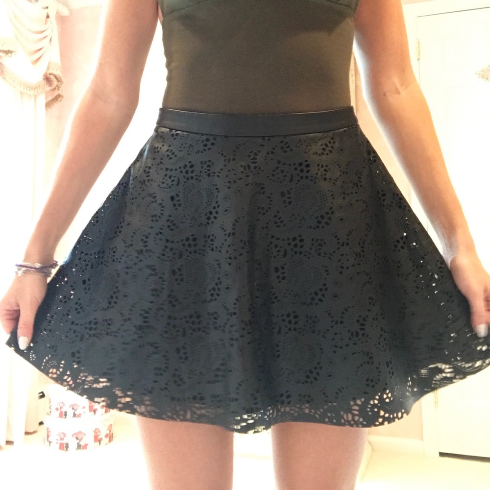 Guess Laser Cut Vegan Leather Skirt