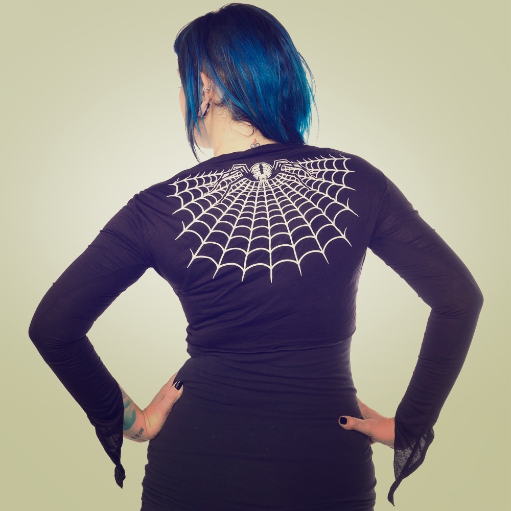 Kreepsville 666 Spiderweb Tie Front Top