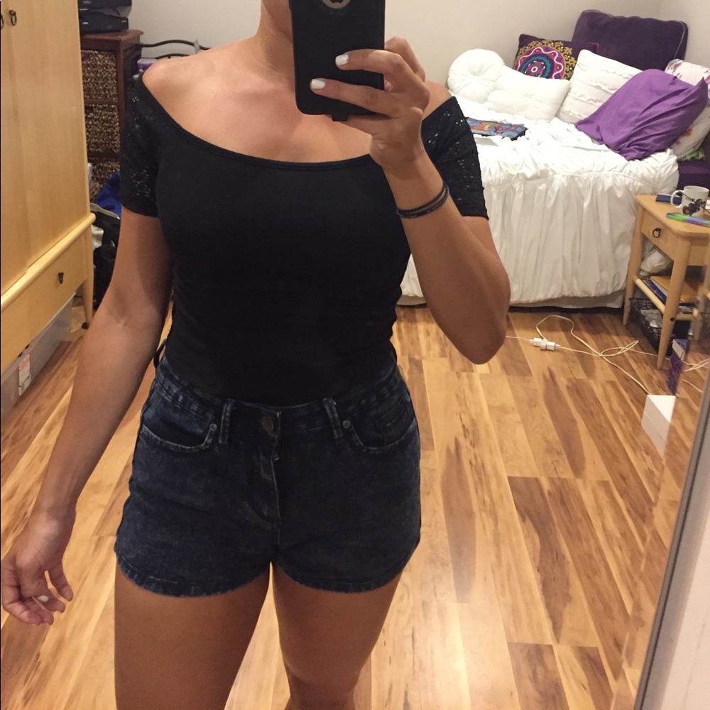 Black off the shoulder shirt