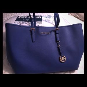 Navy Michael Kors Top Zip Tote