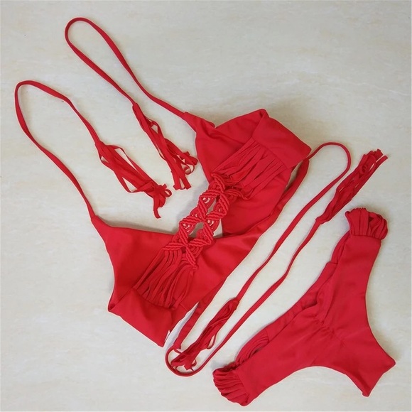 💋Cherry Red Wrap Around Bikini💋 - Picture 4 of 5