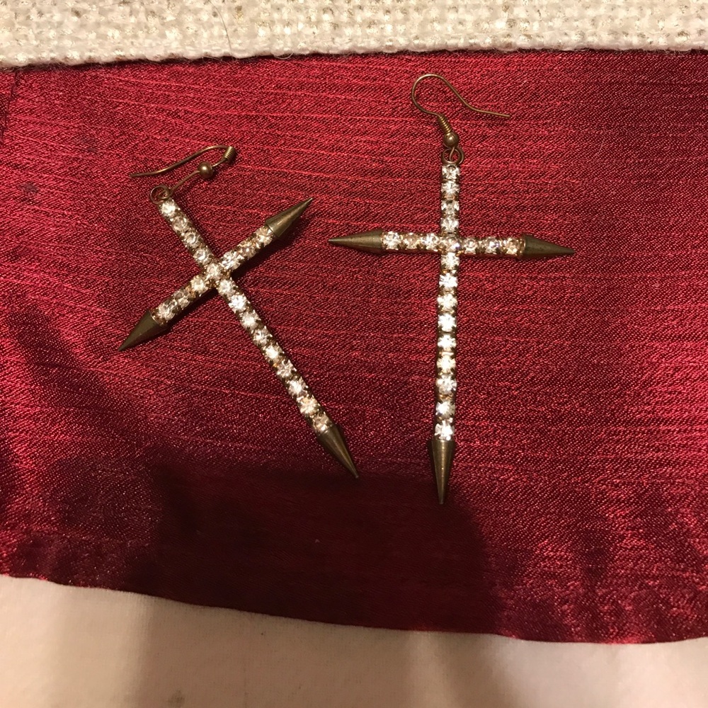 Diamond Cross Earrings