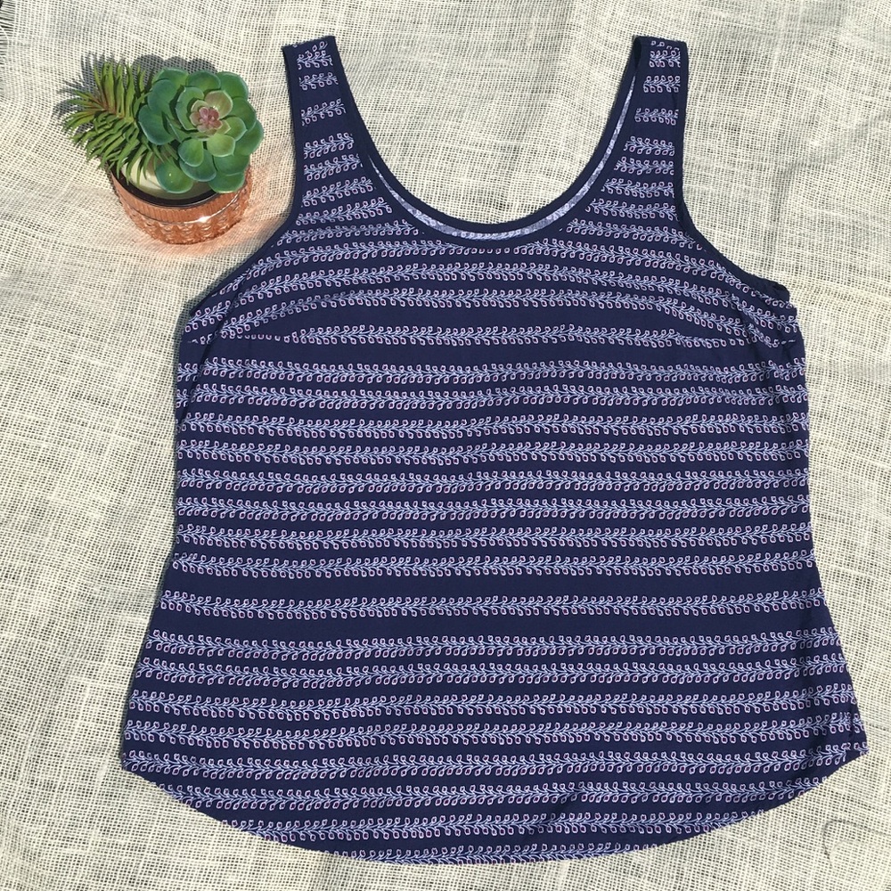 GAP Sleeveless Tank Double Scoop Navy Print