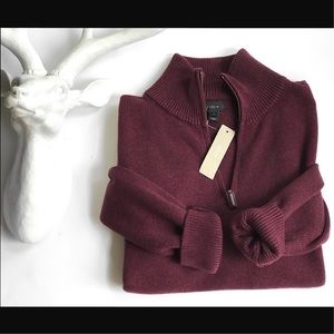 NWT J.Crew Cotton-cashmere half-zip sweater Sz M