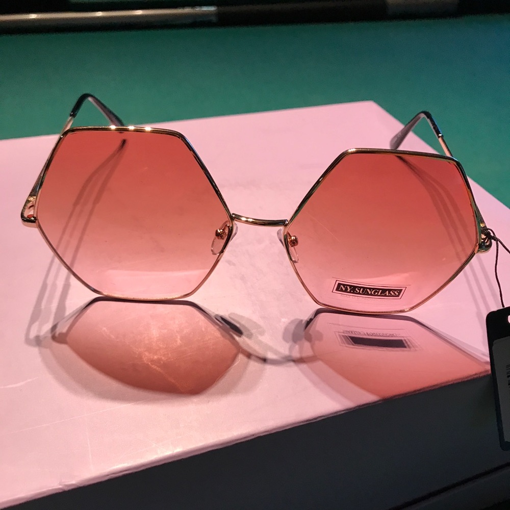 Natural Tint Hexagonal Wire Framed Sunnies