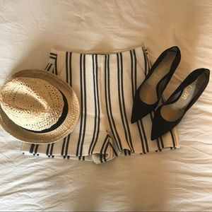 Zara • High Waisted Striped Shorts