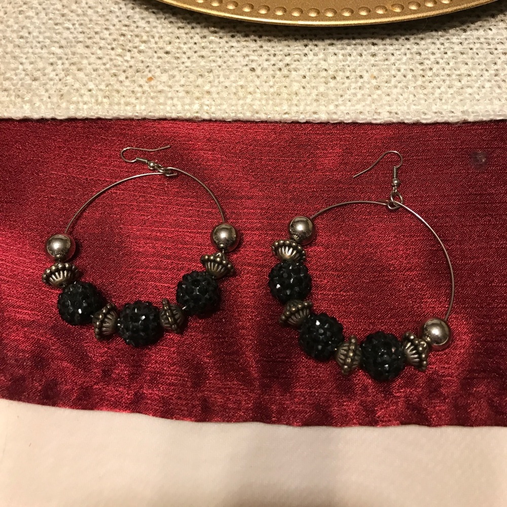 Black Sparkle Hoops
