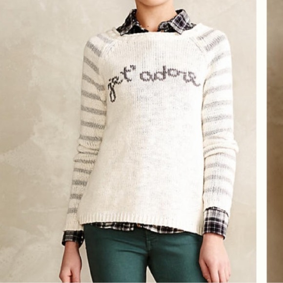 Anthropologie Sweaters - Anthropologie MOTH "je t'adore" Sweater Size M