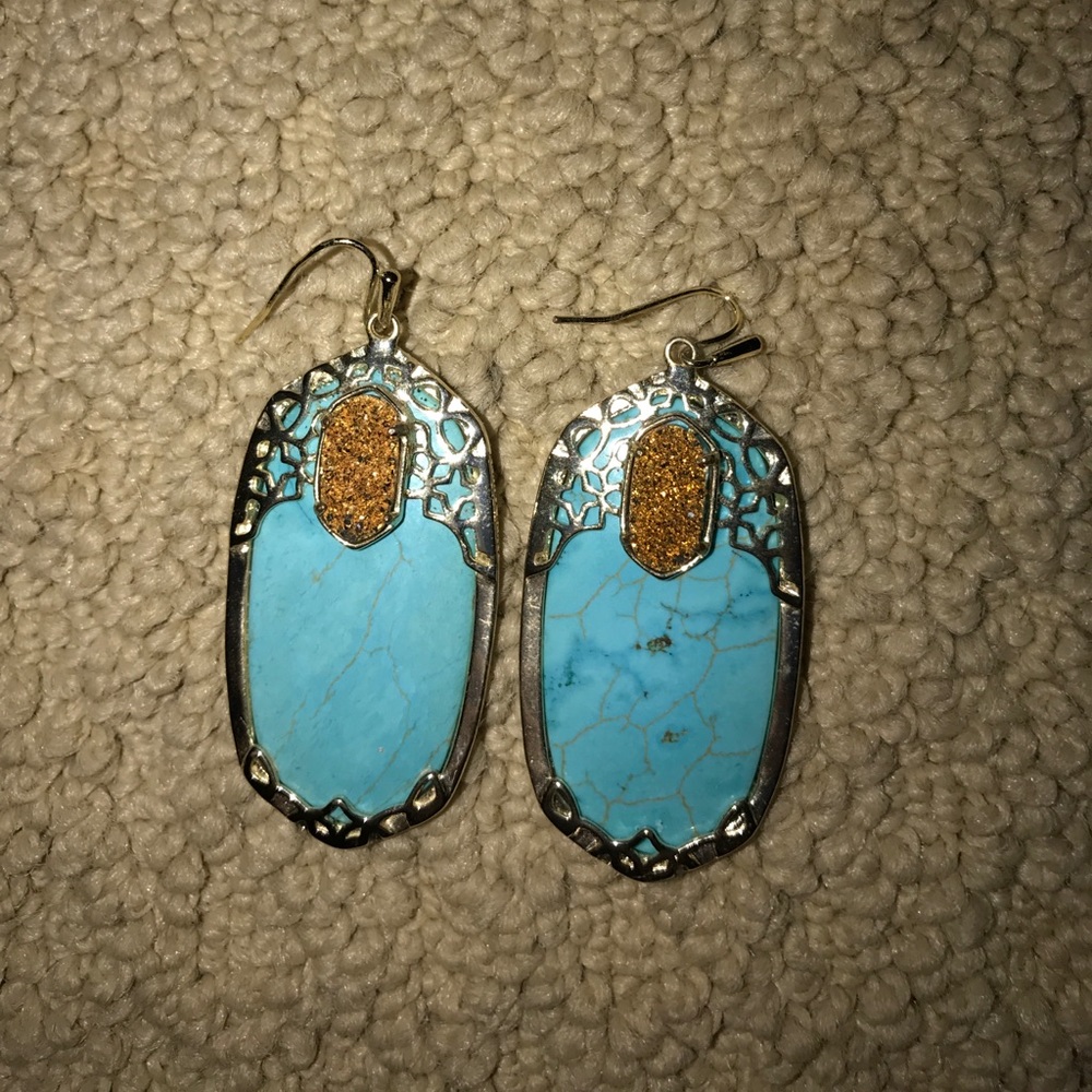 kendra scott turquoise earrings w/ drusy