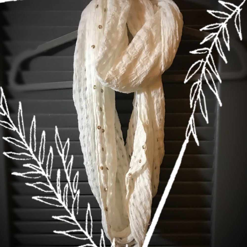 White Scarf with Gold Sequins