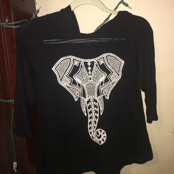 a black hoodie with elephant design - Picture 2 of 3