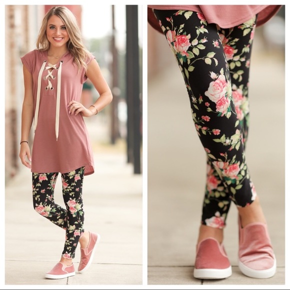 π₯ LAST ONE Comfy Leggings Super Soft Floral Print - Picture 2 of 6
