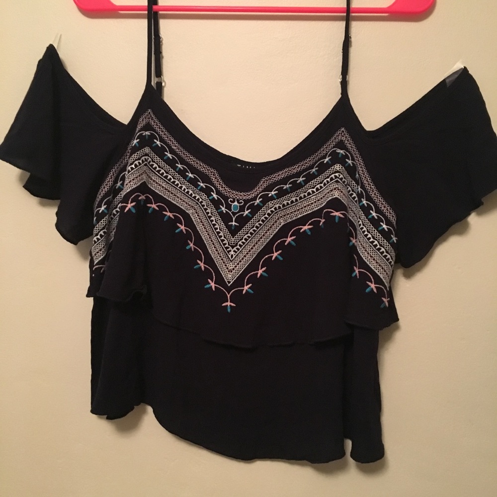 2X❤️HP❤️NEW Dark Navy Cold Shoulder Top