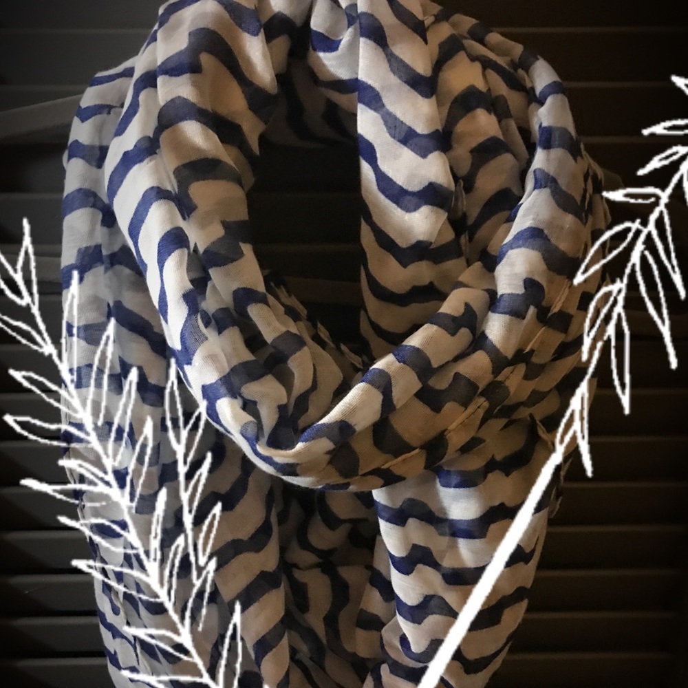 Blue and White Striped Scarf