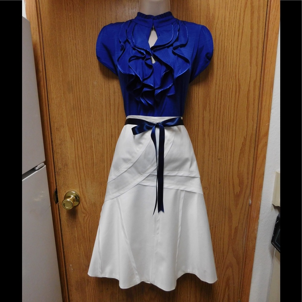 Glamorous White Skater Skirt W/Belt - Lined