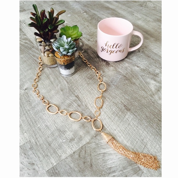 ❗️Last One❗️Gold Chain Link Tassel Necklace - Picture 2 of 4