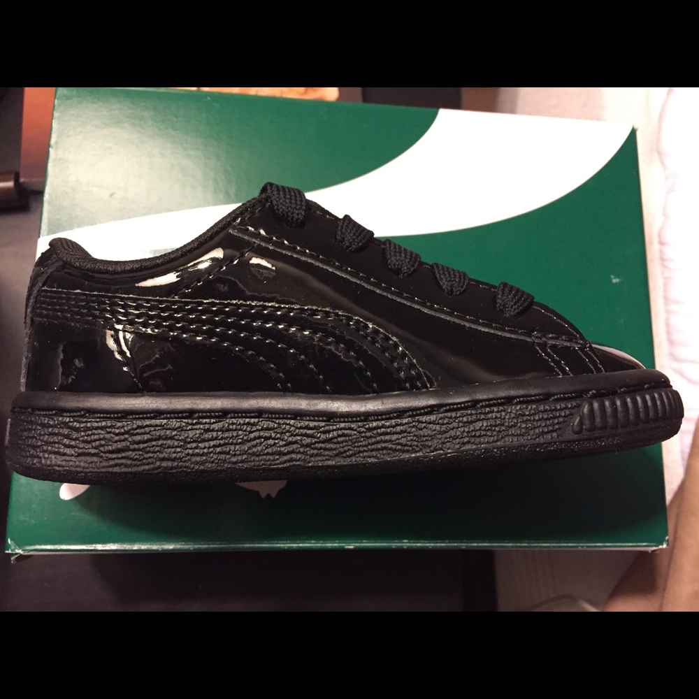 Puma patent black shoes