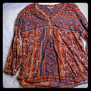 Lucky Brand Bohemian long sleeved blouse