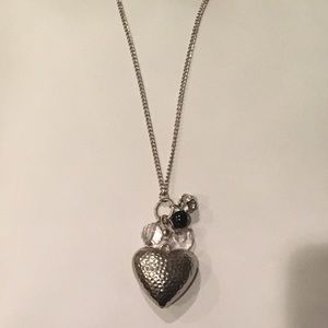 Long Chain Silver Heart Necklace