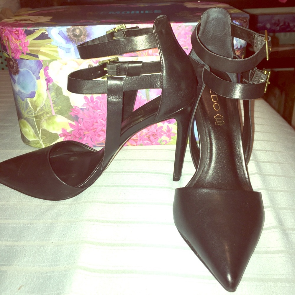 Black strappy heels