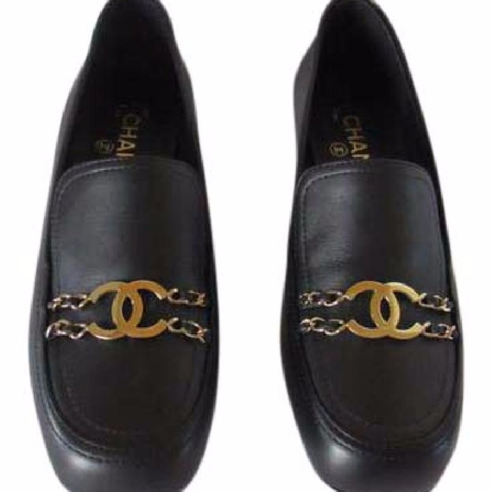 Chanel Black 16a Loafers 40 Cc Logo