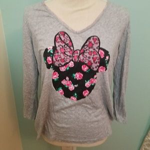 DISNEY Minnie Mouse floral gray tee